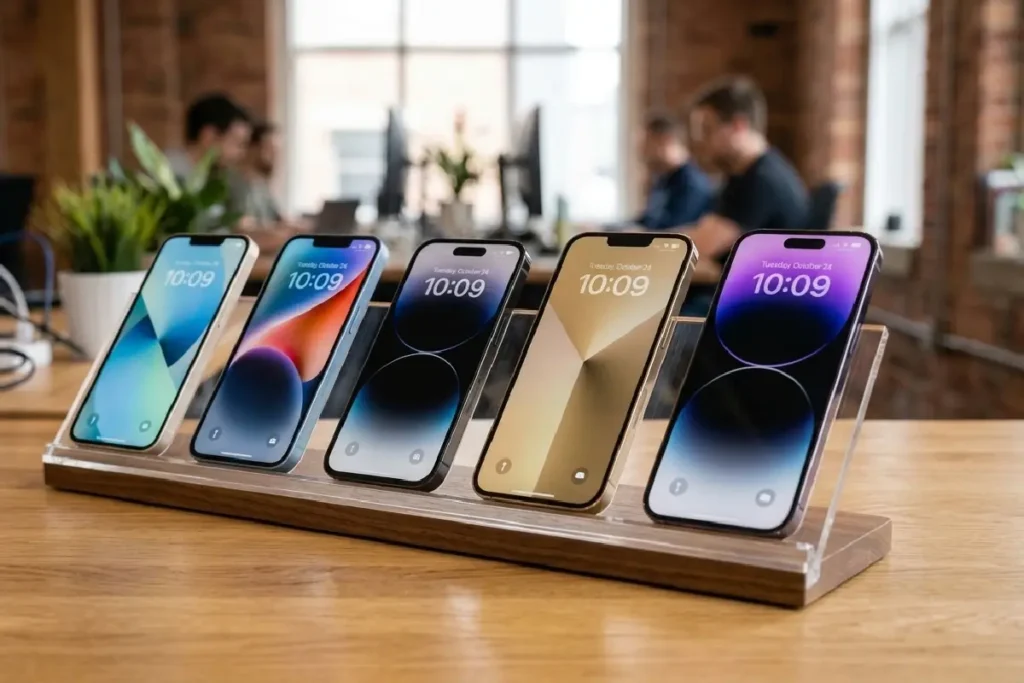 iPhone moderno sobre mesa com visual premium, representando um guia de compra sobre qual iPhone vale a pena comprar em 2026